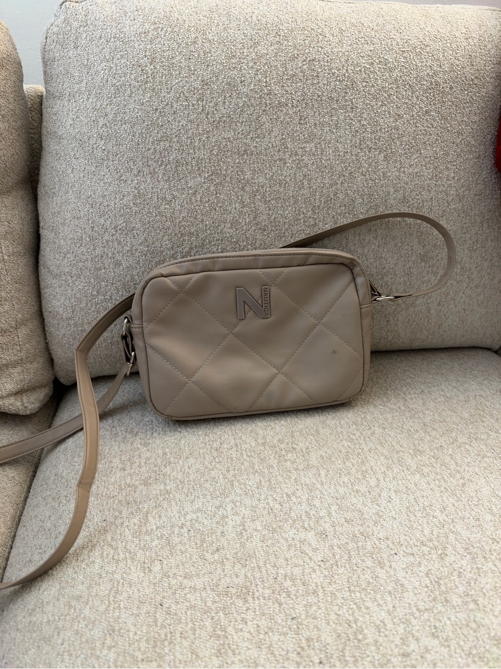 Nautica Taupe Quilted Crossbody Bag